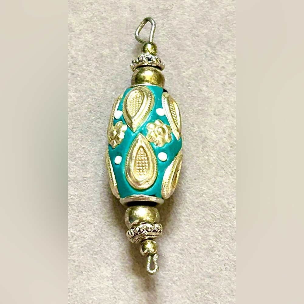 Tibetan beads, Brass Beads inlaid in Clay. ethnic beads